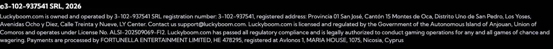 Screenshot: accountoverzicht van LuckyBoom